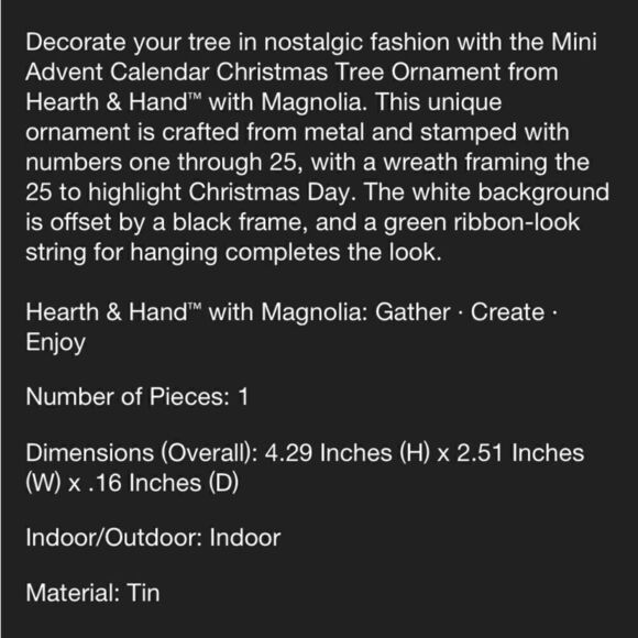 Hearth & Hand Magnolia Tin Ornament - Picture 4 of 6